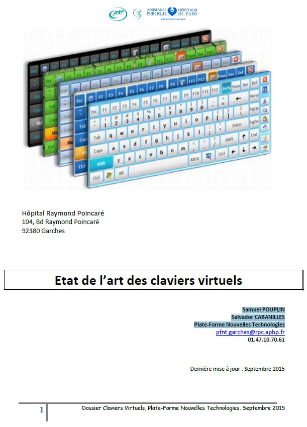 image Dossier "claviers virtuels" publié par La Plate-Forme Nouvelles Technologies de l’Hôpital Raymond Poincaré de Garches