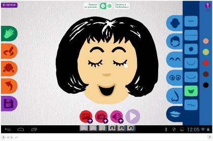 Capture d'écran composé d'un visage d'une femme ainsi que plusieurs icones