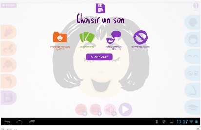 Capture d'écran composé d'un visage d'une femme qui sourit ainsi que plusieurs icones