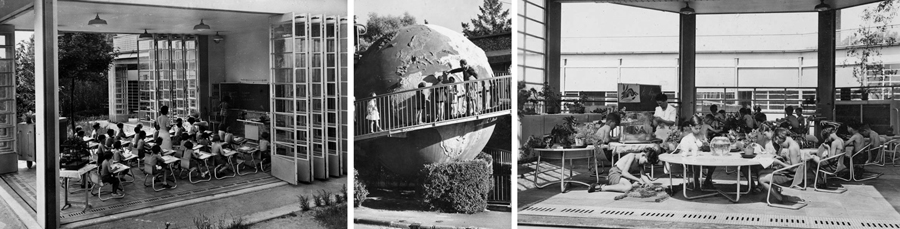Trois photos des années 30 de l'École de plein air de Suresnes